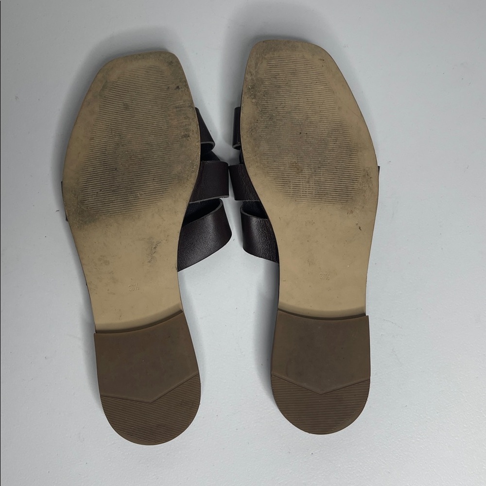 BRUNO MAGLI Dark Brown Leather Braided Design Flats Sandals Size 38.5 US 8 - Picture 6 of 7